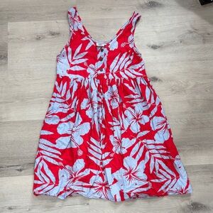 Red & Blue Aloha Print Dress